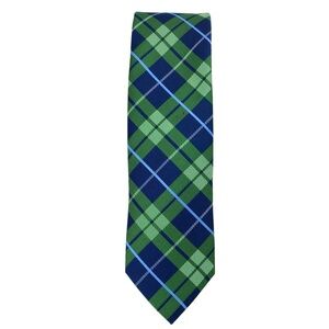 Chaps Boys Parker Blue Green Plaid Tie New